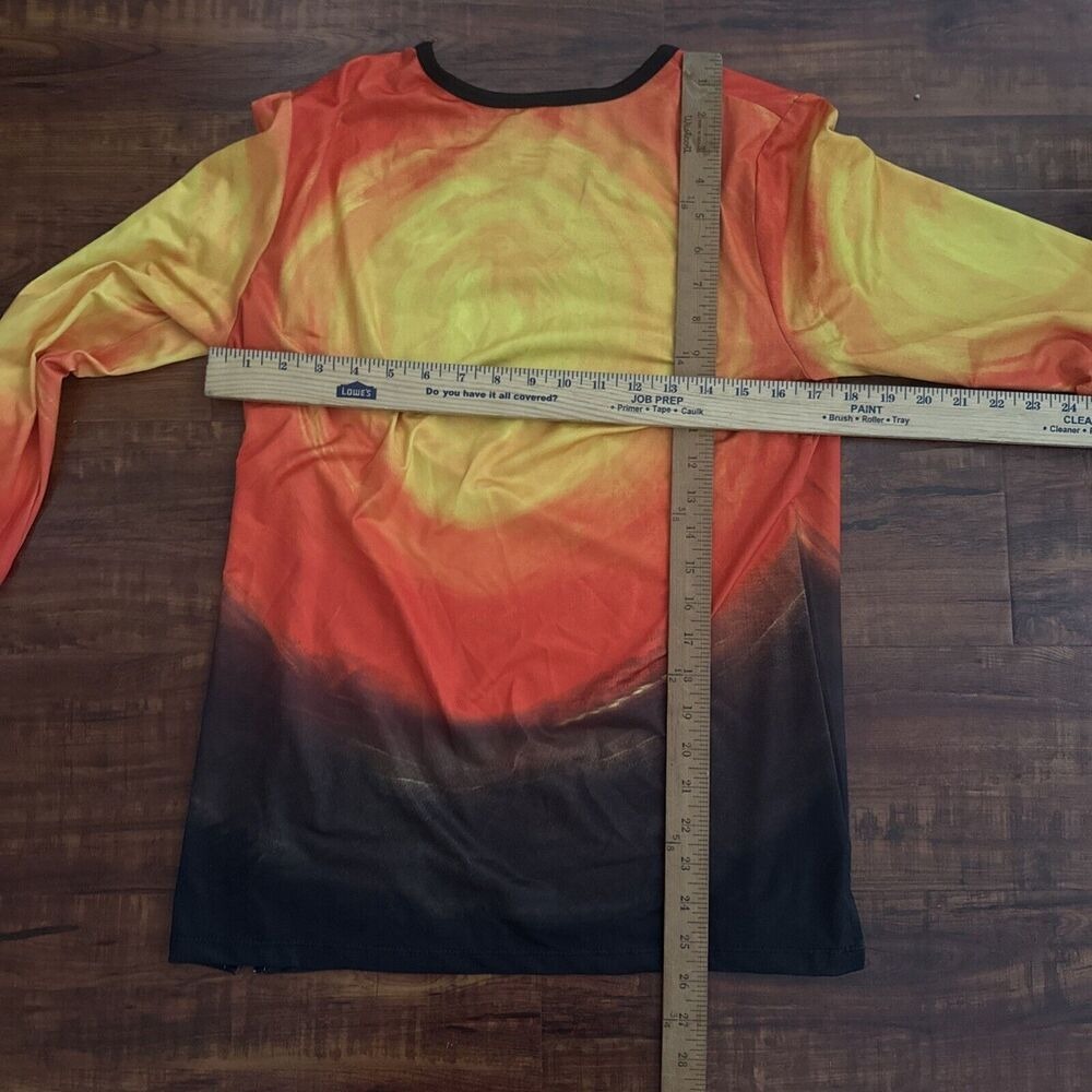 Serengeti Womens Halloween Top Sz Medium Cat Bat Holiday Orange Stretch Festive - Picture 6 of 9
